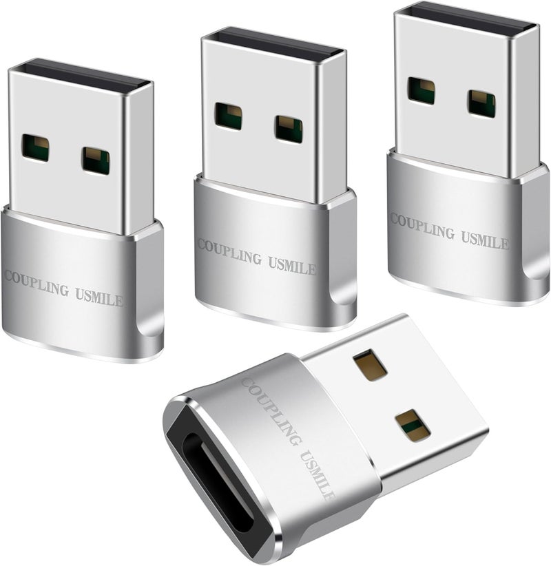 COUPLING USMILE USB to USB C Adapter 4 packs for iPhone Fast Charging, Transfer and Type C OTG convert. USBC to A Compatible with iPhone 16 16e 15 Plus Pro Max,iPad Pro Air 4 Mini 6 almost USB devices - Image 1